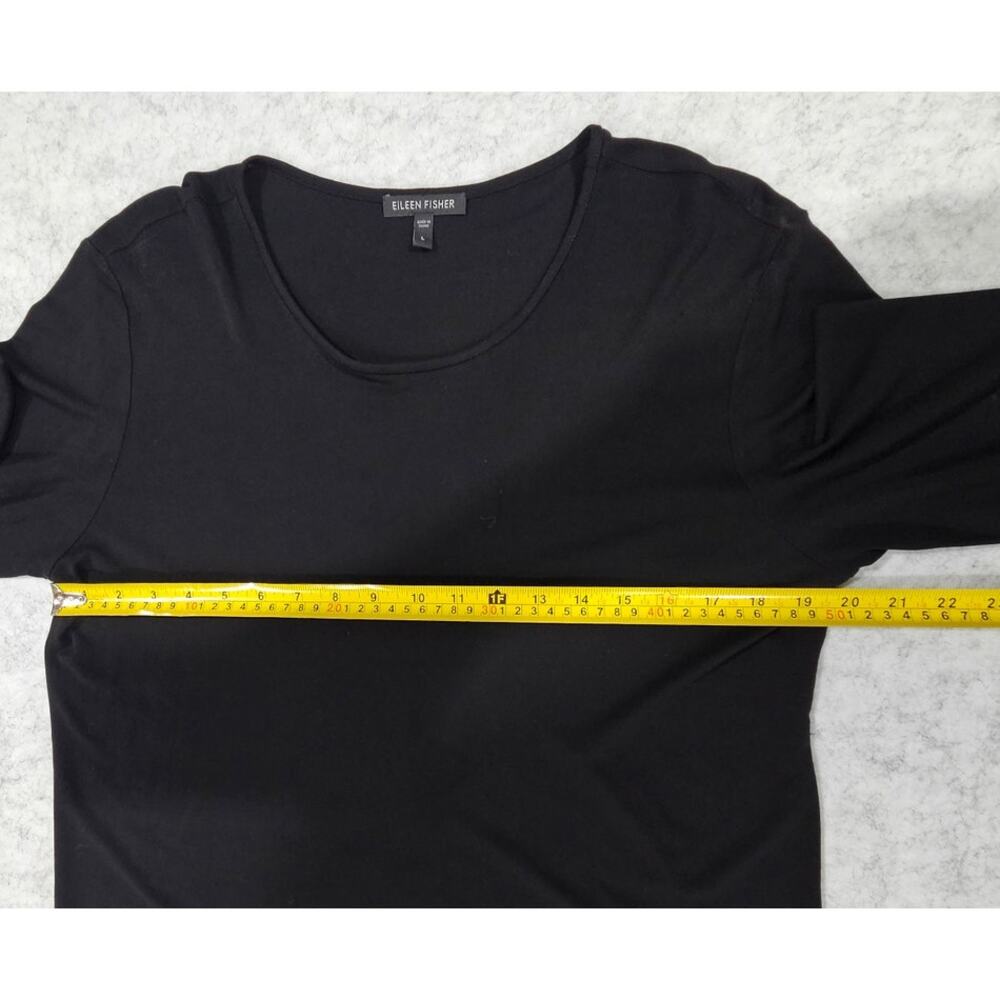 Eileen Fisher 100% Silk Top Blouse Long Sleeve, Black, Womens Sz L - Picture 7 of 8